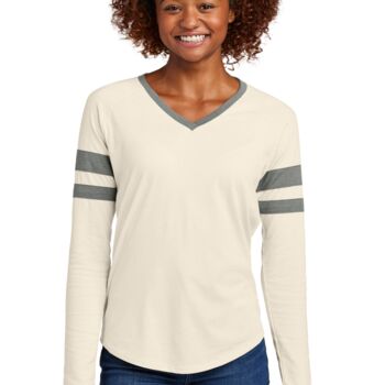 Women's Halftime Stripe Long Sleeve V Neck Tee Thumbnail