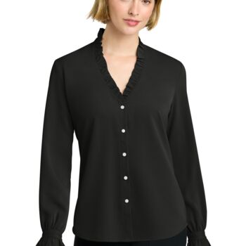 Women's Long Sleeve Ruffle Collar Blouse Thumbnail