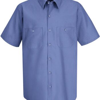 Men's Industrial Stripe Short Sleeve Work Shirt Thumbnail