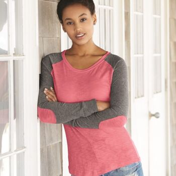 Women’s Preppy Patch Slub Long Sleeve T-Shirt Thumbnail