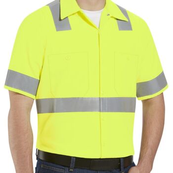 Men's Tall High Visibility Safety Short Sleeve Work Shirt Thumbnail
